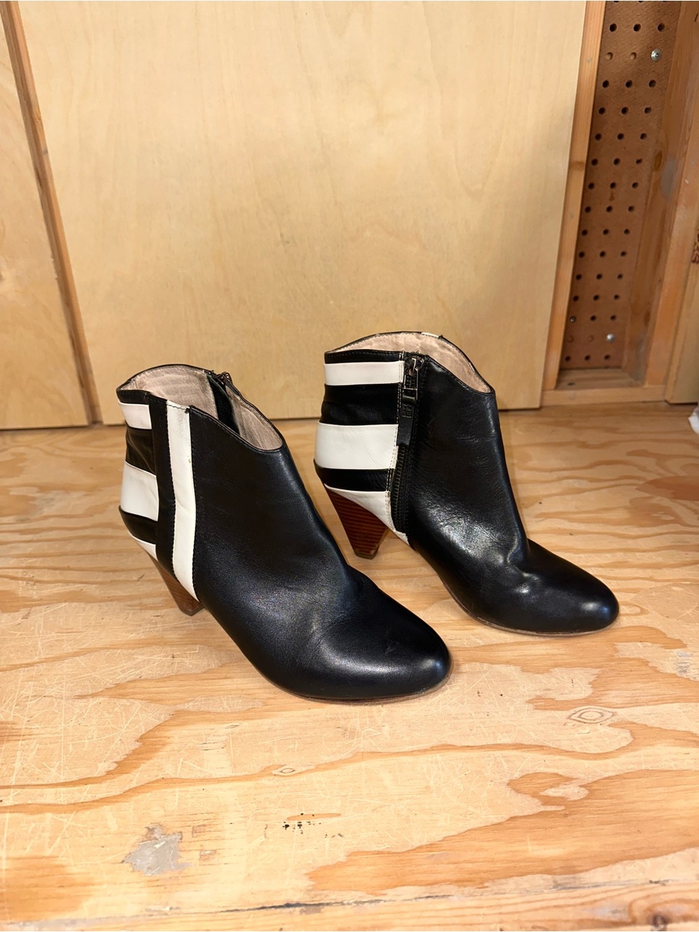 Matt Bernson Minx Black and White Leather Ankle Booties